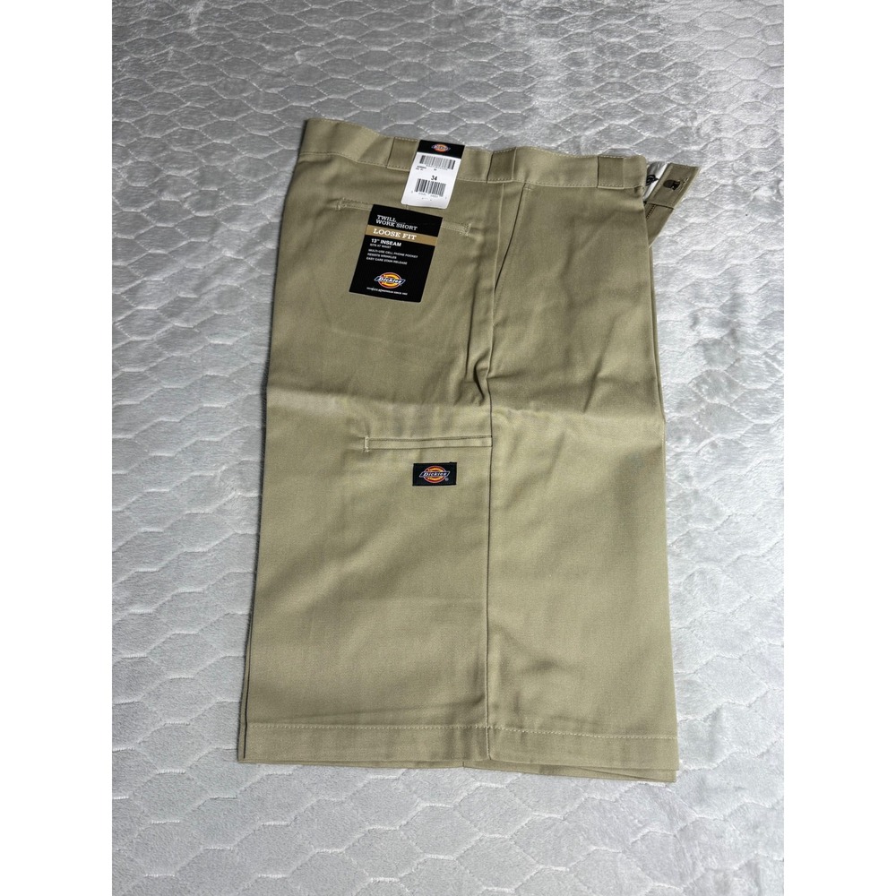 Dickies Mens 34 Khaki Loose Fit Twill Work Shorts 13 Inch Inseam NWT 42283KH